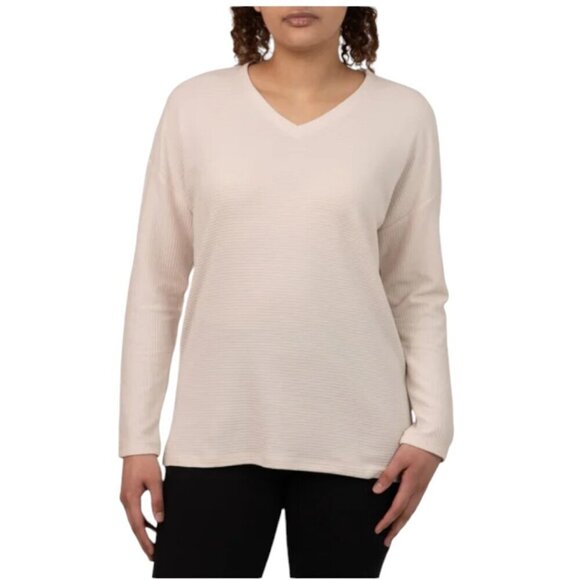 NEW Ellen Tracy Ottoman Ribbed Top | Cream - Picture 1 of 6